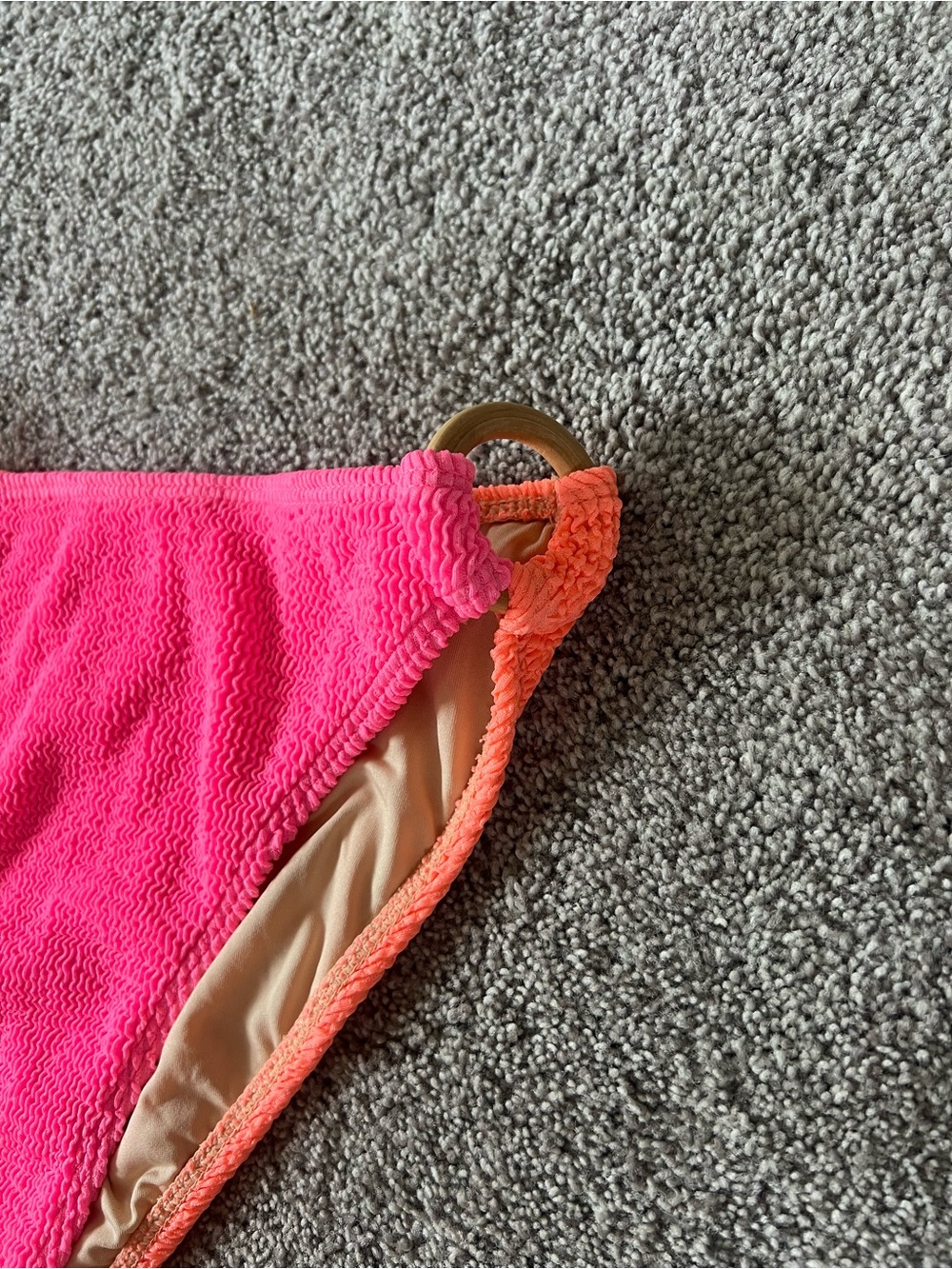 Pink & Coral Bikini Bottom with Ring Detail - Picture 4 of 9